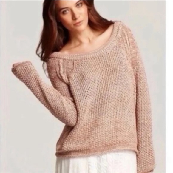 Free People Sweaters - Free People Sahara Star Marled Tan Knit Oversized
Sweater Size Medium